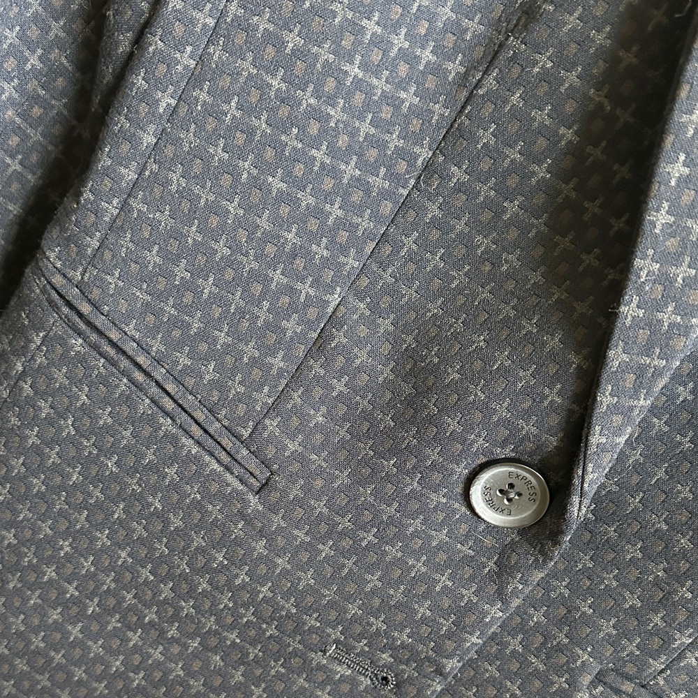 Express Navy Micro-Pattern Double-Button Blazer - Picture 2 of 5